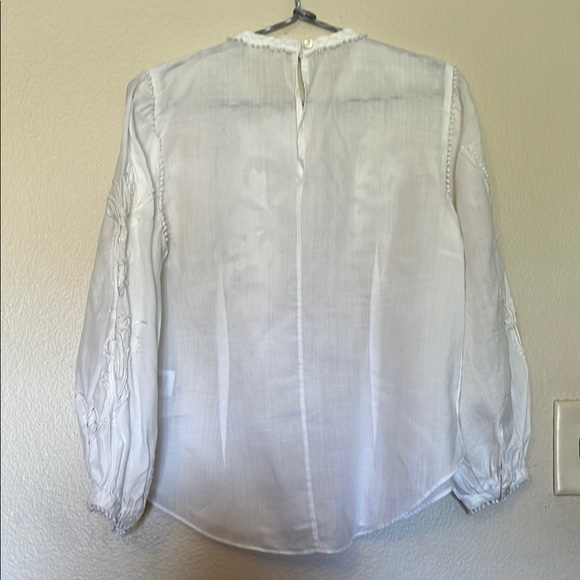 Elegant White Embroidered Women's Top Maryana Veronica beard 100 ramie - Picture 2 of 12